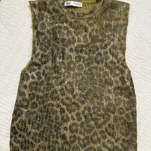 Zara Cheetah Print Sweater Vest